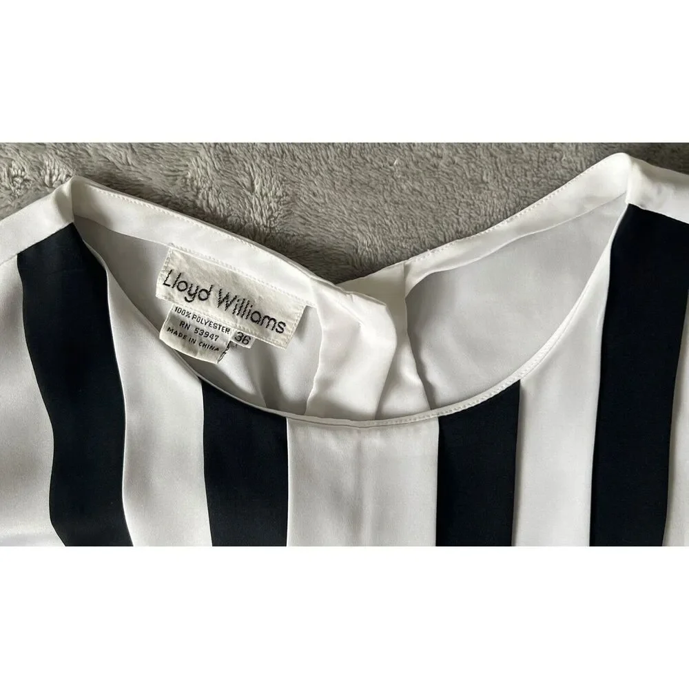 LLOYD WILLIAMS Vintage 90s Womens 36 Satin Ruffle Relax Fit Button Back Blouse - Picture 3 of 9